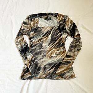 black, grey and tan long sleeve y2k top